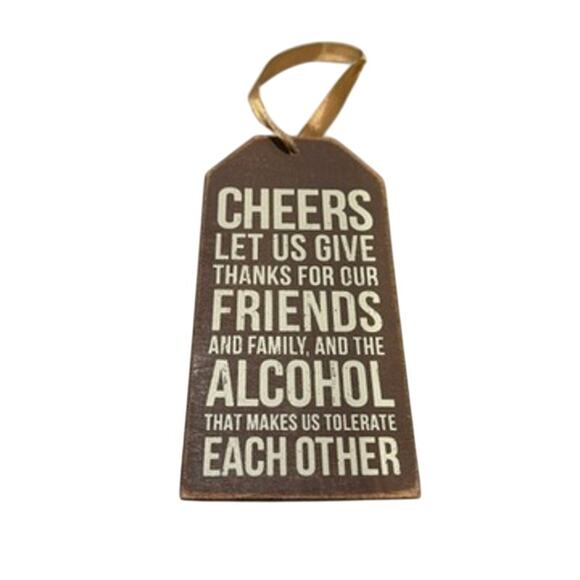 Funny Holiday Signs – Alcohol Humor Christmas Décor Hanging Tag Rustic Farmhouse - Picture 4 of 5